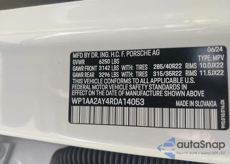 2024 Porsche Cayenne z USA, uszkodzony, nr VIN WP1AA2AY4RDA14053